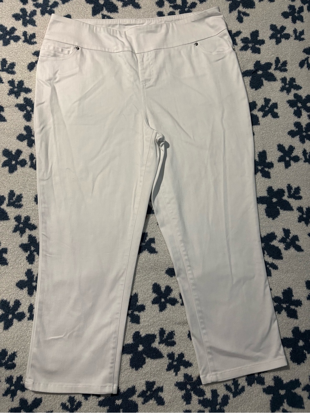 Lisa Rinna Collection White Pull-On Capri Pants Size L